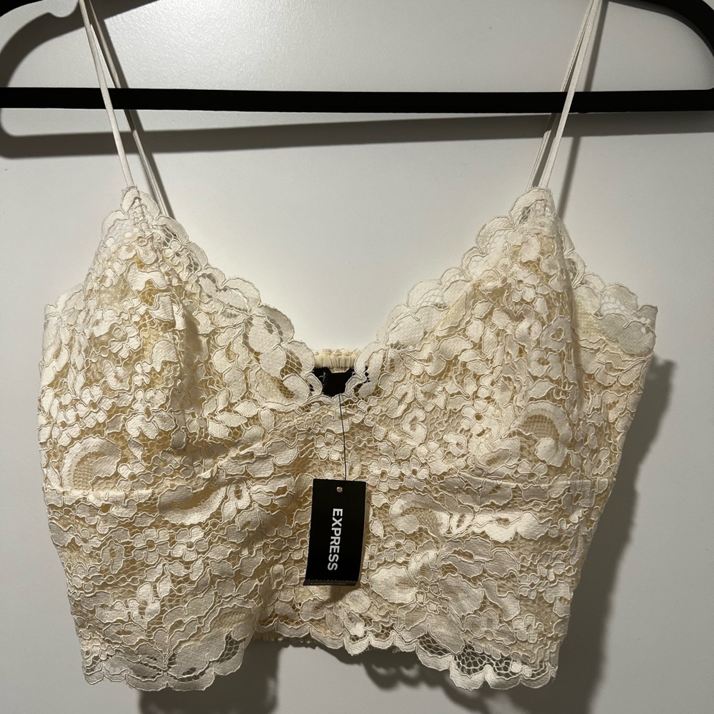 2021 Express Ivory top/bralette. Small with Tags. Never Worn